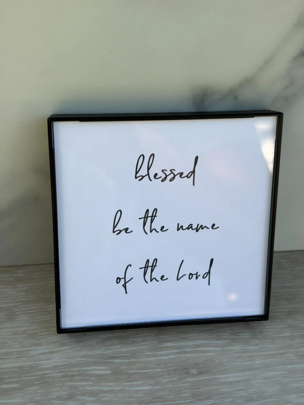 Blessed Be The Name Of The Lord Framed Art Print 4x4 Black Christian Tiered Tray